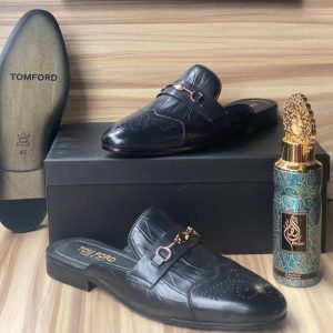 Black Croc Leather Half Shoe