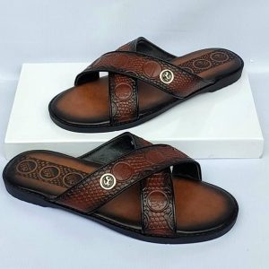 Croc Leather Slippers